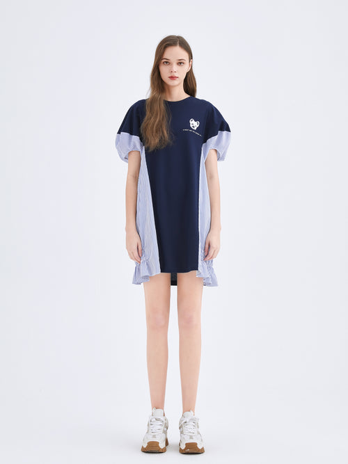 Blue Spliced Mini Dress - Urlazh New York
