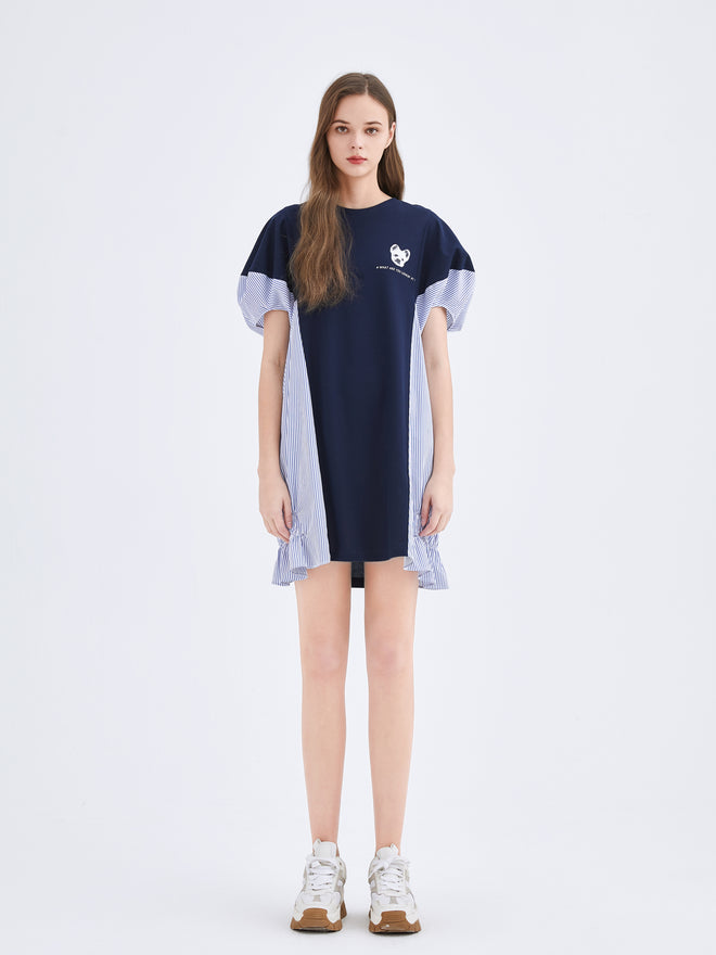 Blue Spliced Mini Dress - Urlazh New York