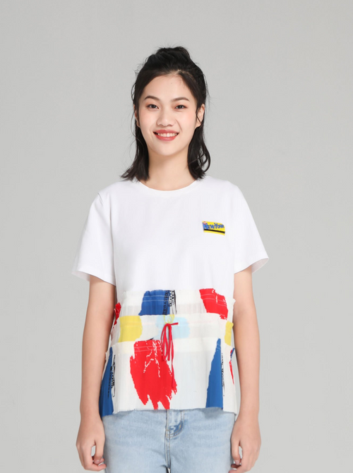 White Pleated Hem T-Shirt - Urlazh New York