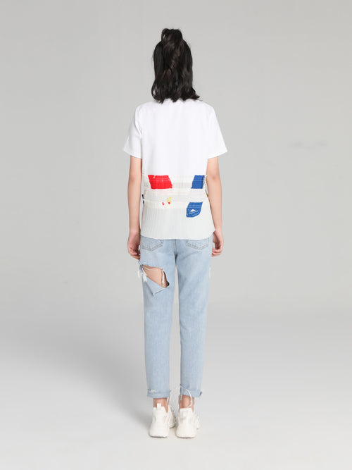 White Pleated Hem T-Shirt - Urlazh New York