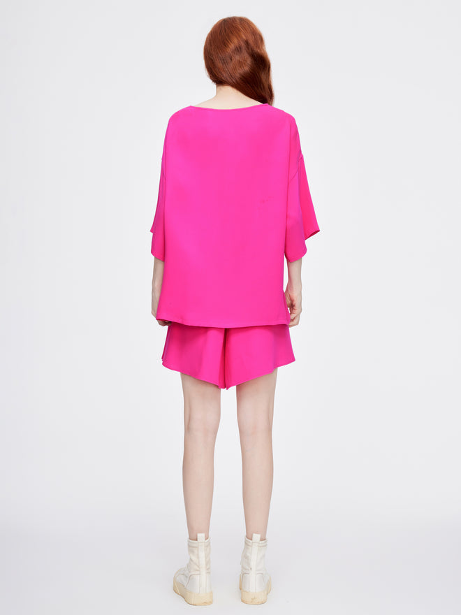 Hot Pink U-Cat Silk Shorts - Urlazh New York