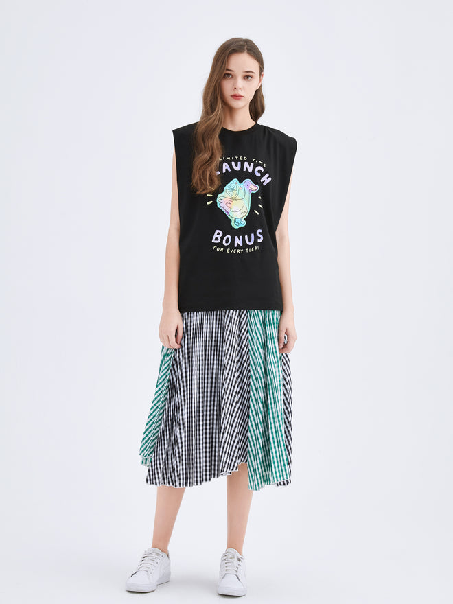 Green and Black Plaid Pleated Skirt - Urlazh New York