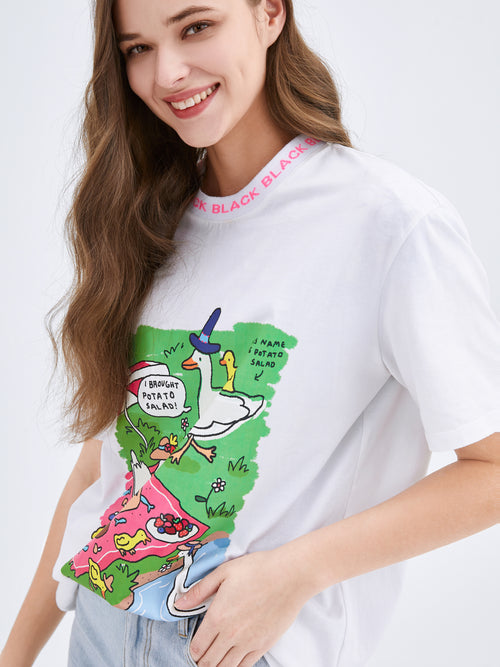 Duck Printed Oversized T-shirt - Urlazh New York