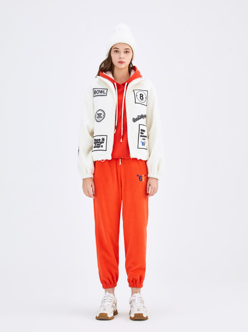 White 'Bowling' Plush Jacket - Urlazh New York