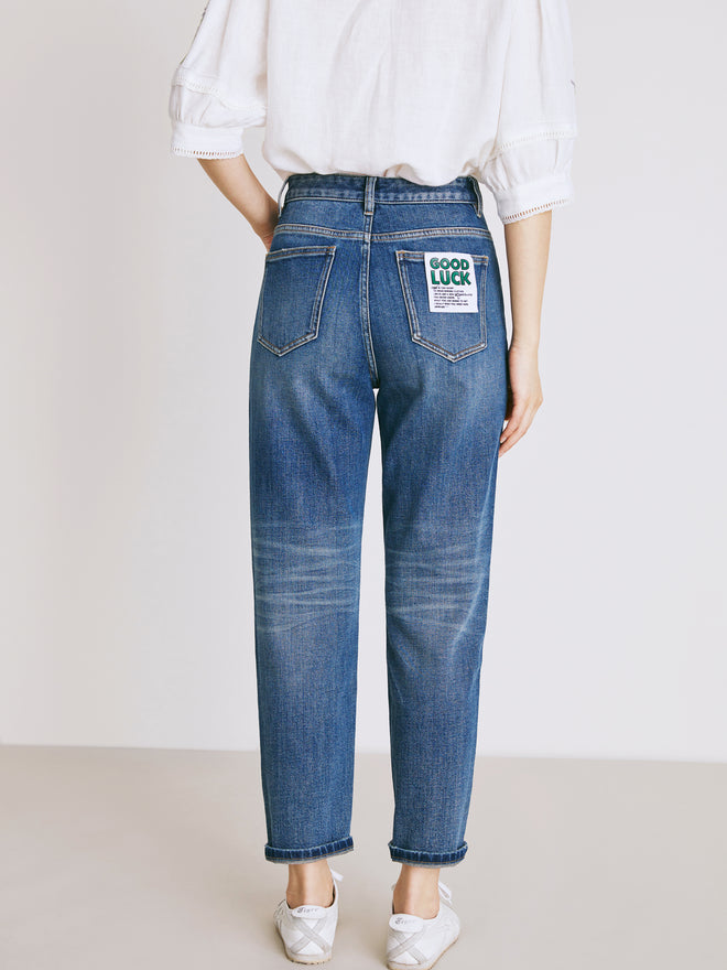 GOOD LUCK Rubber Label tapered jeans