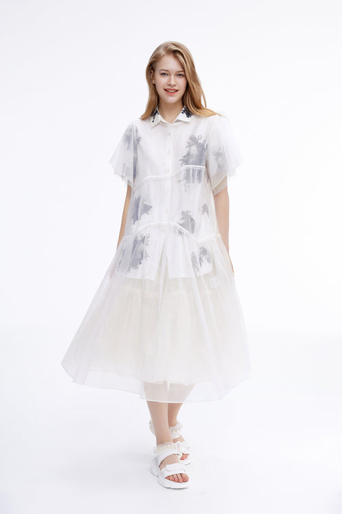 ROMA Ink-Tulle Overlay Dress - Urlazh New York