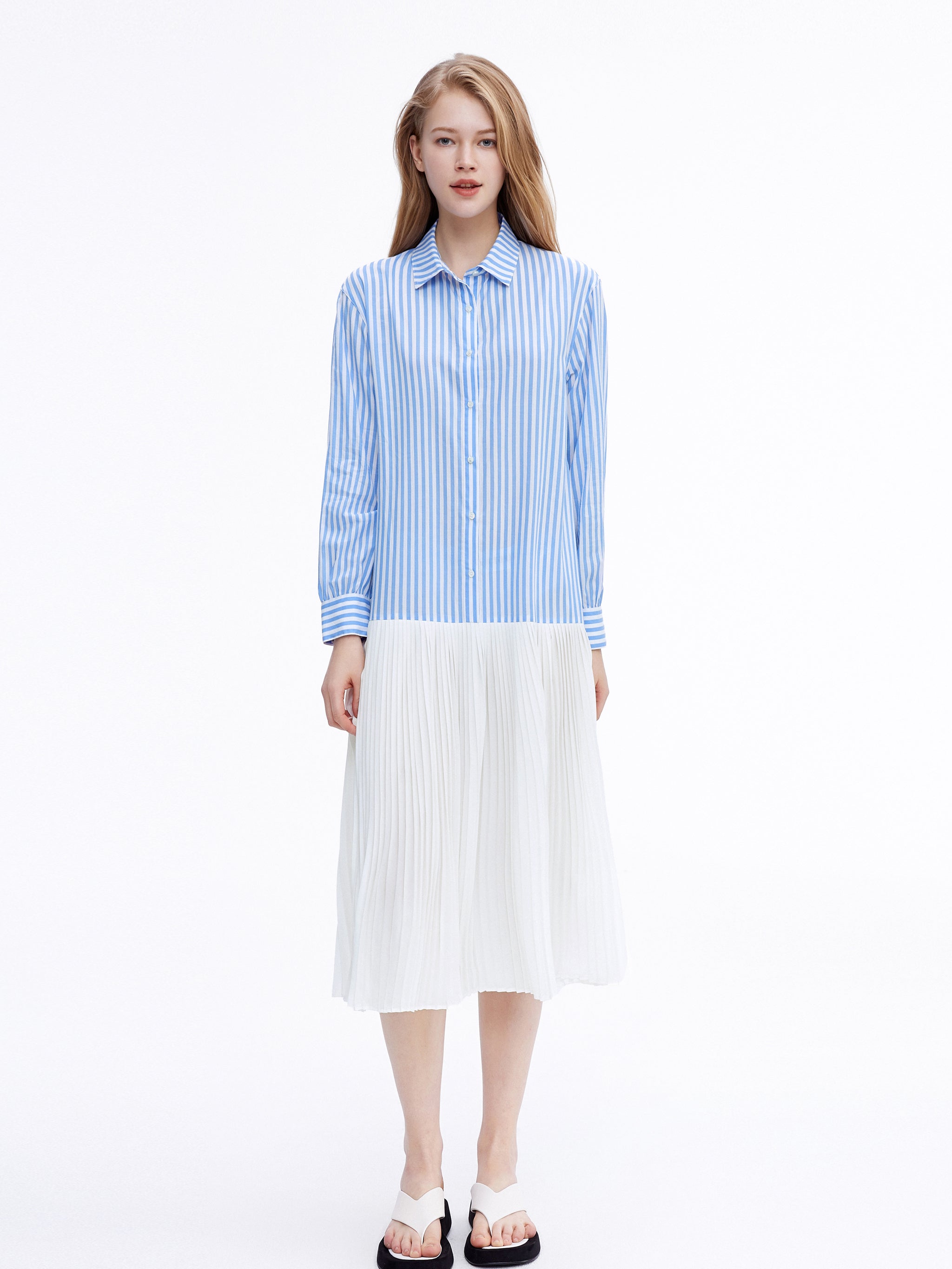 2-in-1 Pleated Shirt Dress