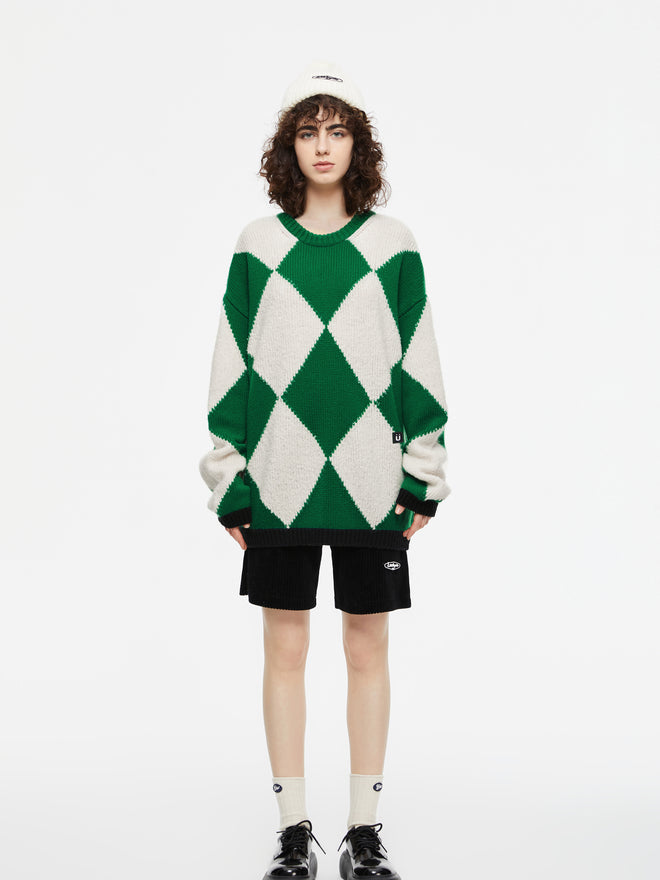 Green Diamond Knit Sweater