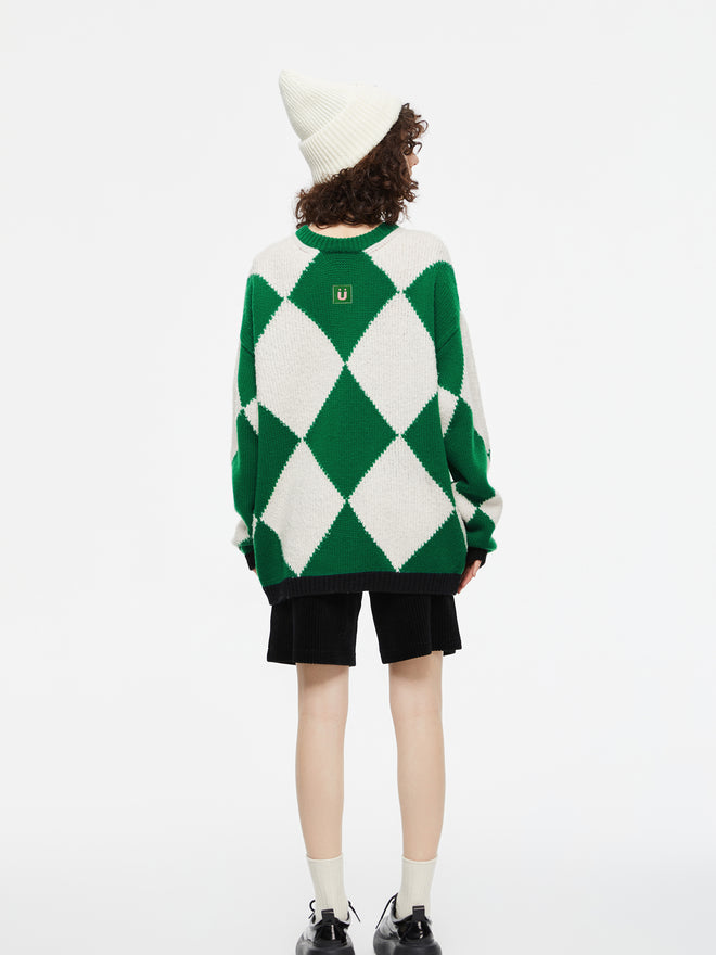 Green Diamond Knit Sweater