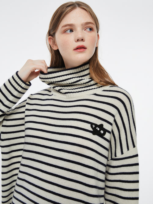 Baby Ghost Plane' Striped Cashmere Turtleneck