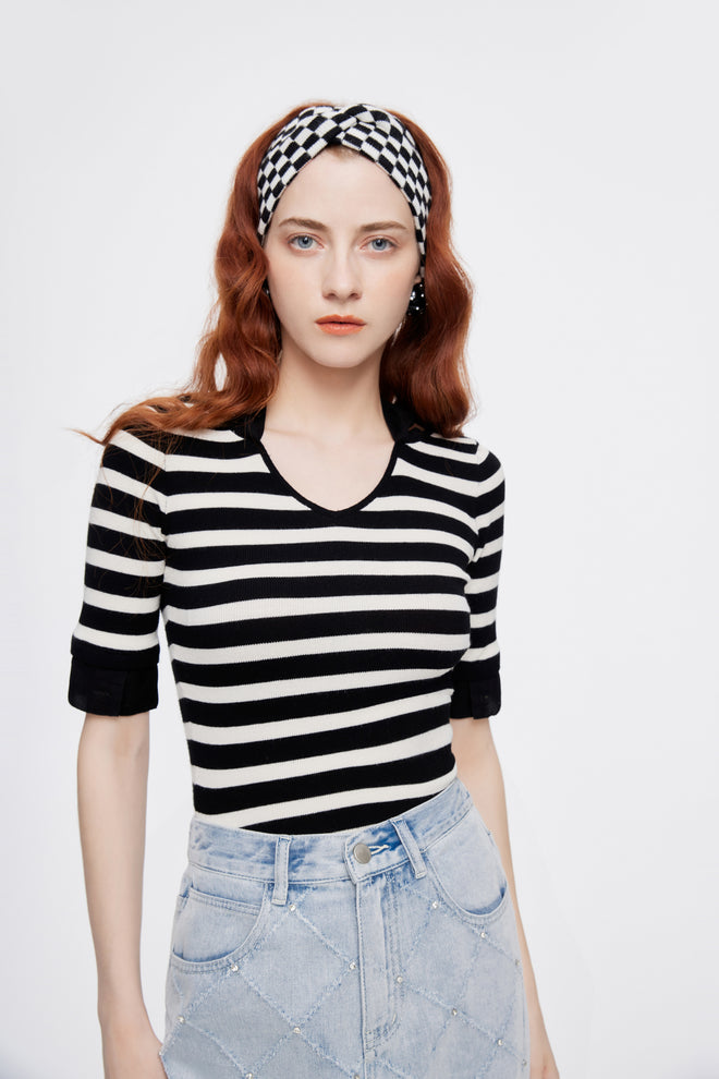 Boat-neck Stiped Knitwear - Urlazh New York