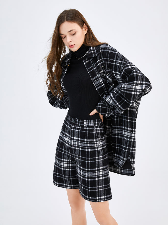 Black & White Plaid Shorts - Urlazh New York