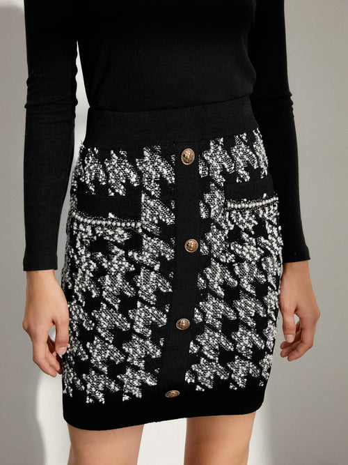 Pearl Jacquard Knit Skirt