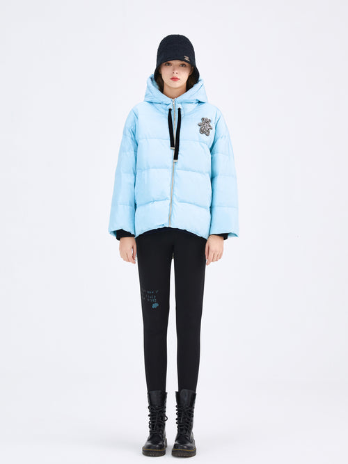 Baby Blue Rhinestone Down Jacket - Urlazh New York