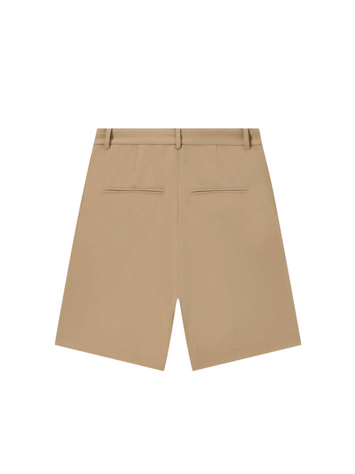 Camel Pleated Suit Shorts - Urlazh New York