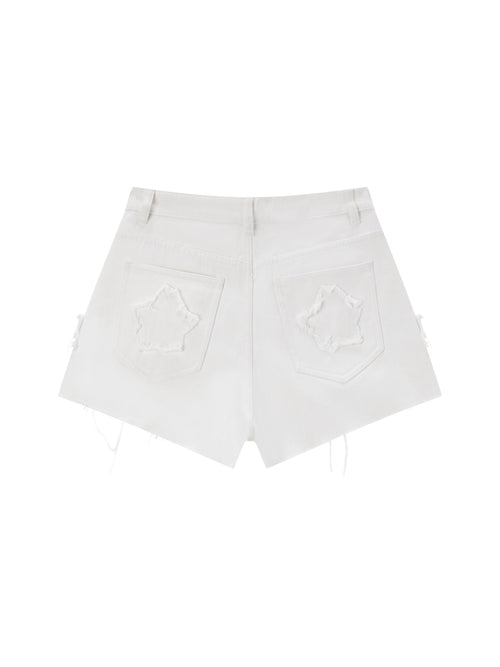 White Destroyed 'Grunge' Shorts - Urlazh New York