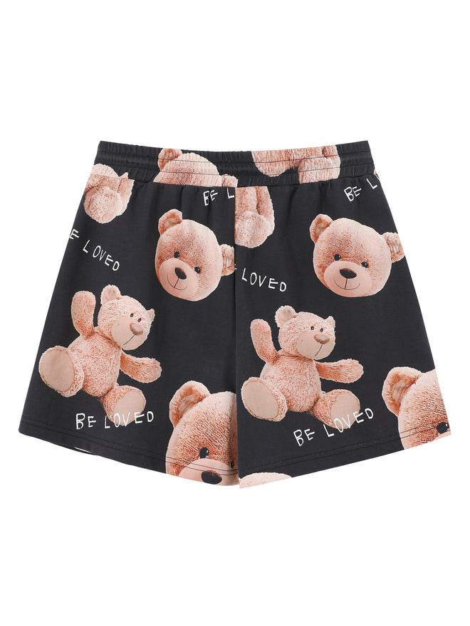 Teddy Bear Printed Sweat Shorts - Urlazh New York