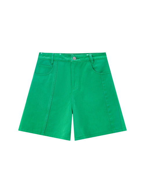 Green Boxy Bermuda Shorts - Urlazh New York