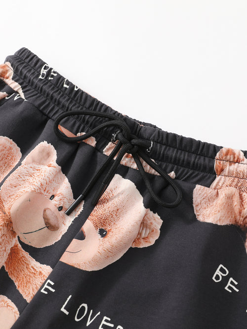 Teddy Bear Printed Sweat Shorts - Urlazh New York