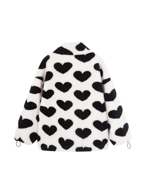 Black Hearts Fleece Jacket - Urlazh New York