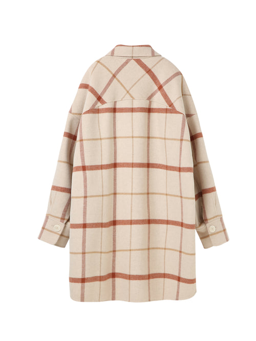 Peach Plaid Shirt Jacket - Urlazh New York