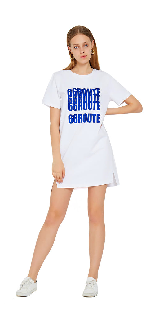 White 'Route 66' T-shirt Dress - Urlazh New York