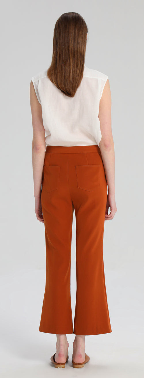 Burnt Orange Cropped Flared Pants - Urlazh New York