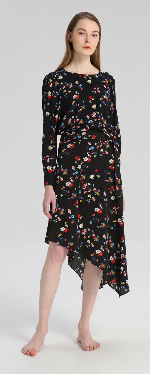 Black Floral Silk Top - Urlazh New York