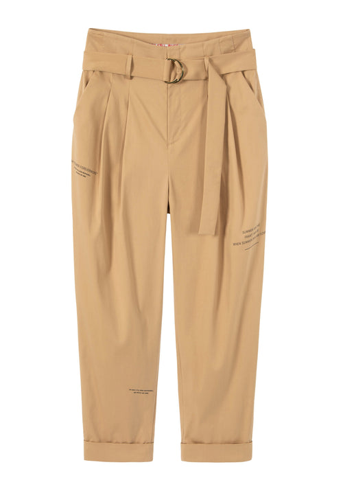Beige High Waisted Trousers - Urlazh New York
