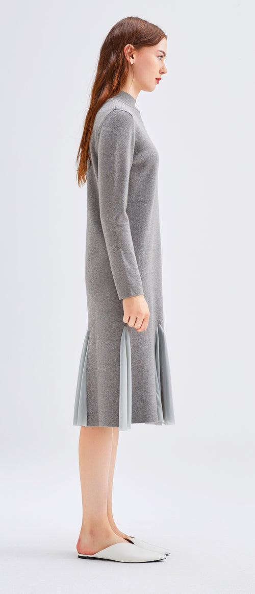 Grey Ruffled Mermaid Sweater Dress - Urlazh New York