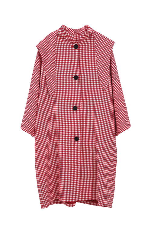 Red Plaid Hooded Trench Coat - Urlazh New York