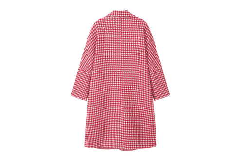 White & Pink Houndstooth Coat - Urlazh New York