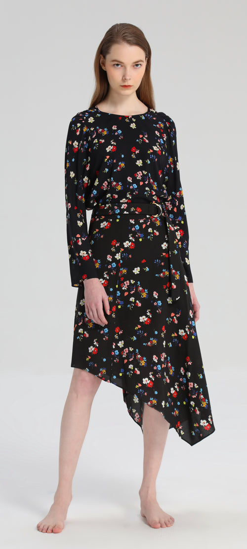 Black Floral Silk Top - Urlazh New York