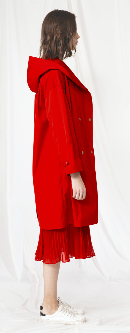 Red Hooded Trench coat - Urlazh New York