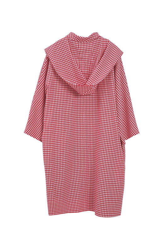 Red Plaid Hooded Trench Coat - Urlazh New York