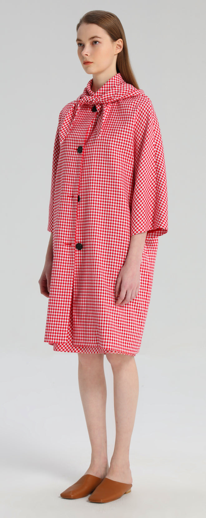 Red Plaid Hooded Trench Coat - Urlazh New York