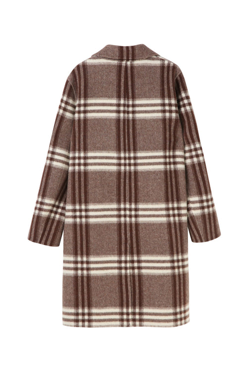 Brown Checkered Double-Face Wool Coat