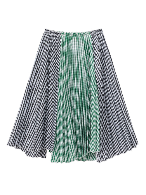 Green and Black Plaid Pleated Skirt - Urlazh New York