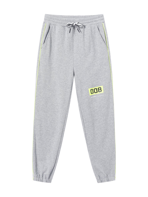 Grey Graphic Print Striped Cropped Track Pants - Urlazh New York