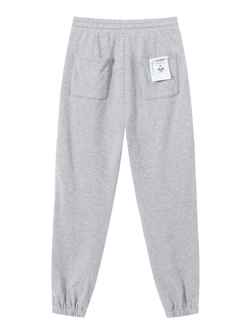 Grey Graphic Print Striped Cropped Track Pants - Urlazh New York