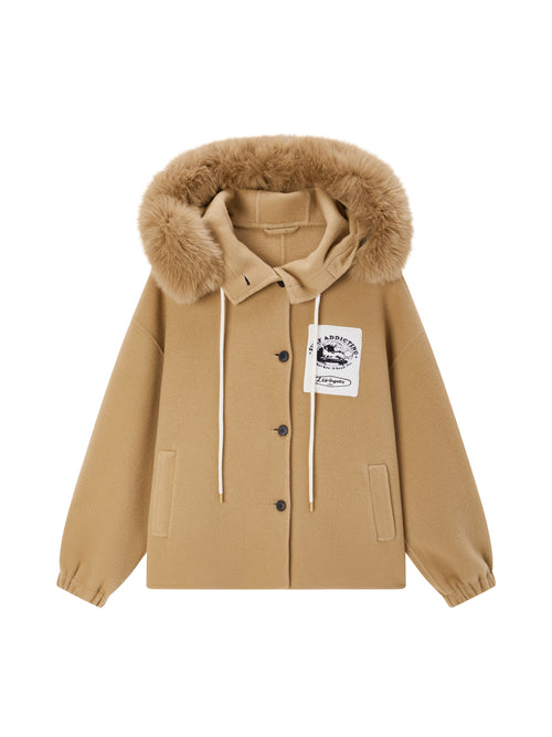 'Surfing' Hooded Double-Face Coat