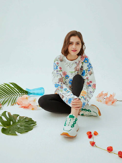 Multicolor Floral Embroidered Sweatshirt - Urlazh New York
