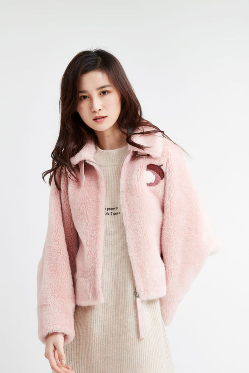 Pink Acorn Shearling Coat