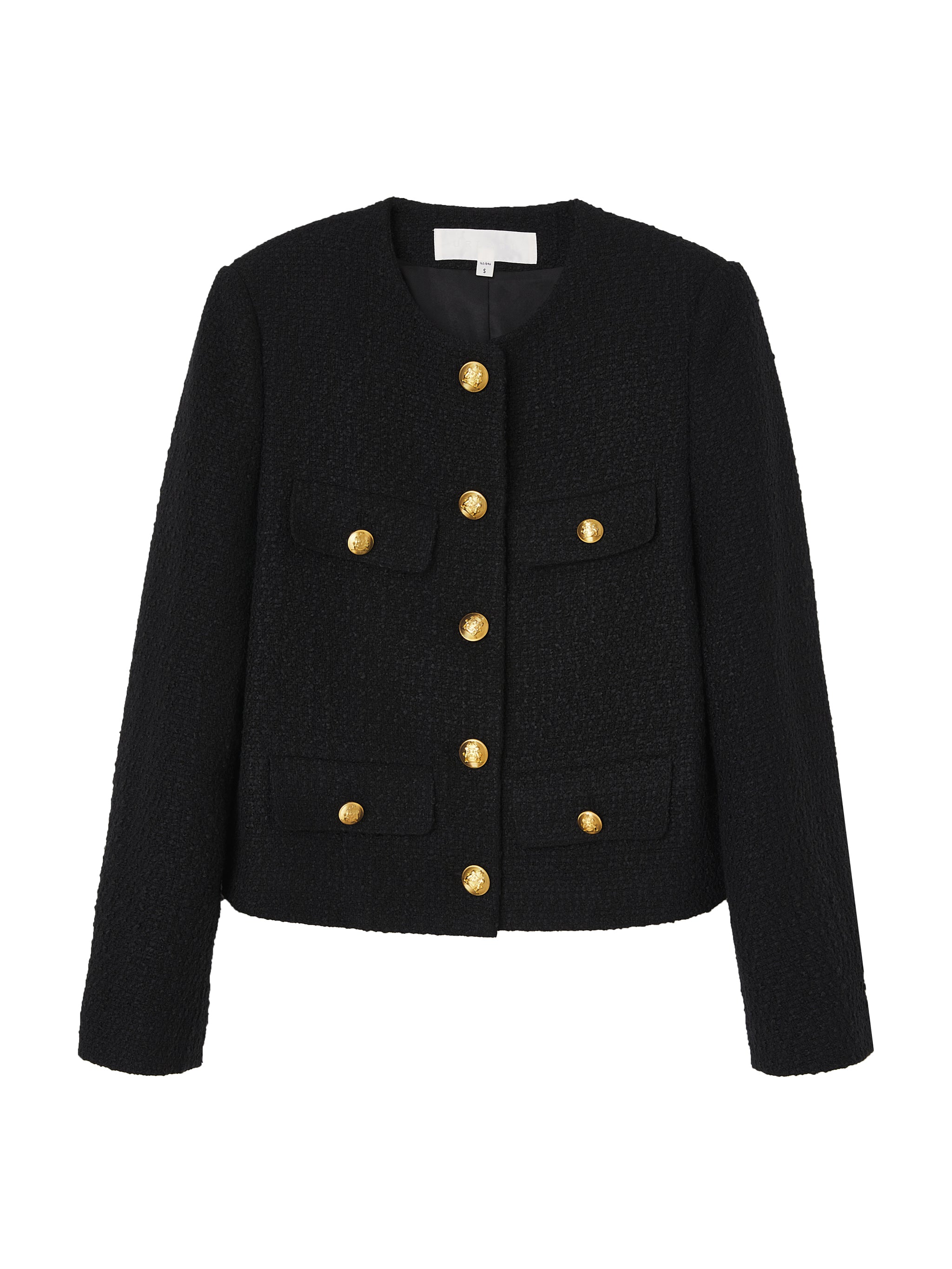 Cropped Collarless Tweed Jacket