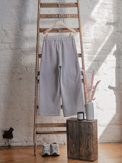 Grey Striped Cropped Straight Leg Pants - Urlazh New York