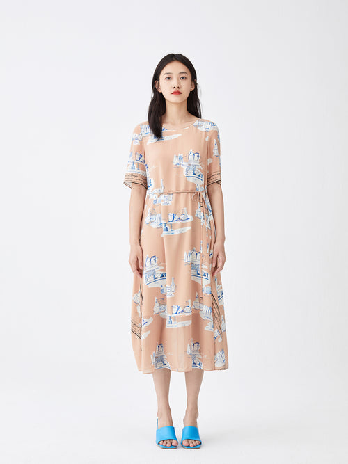 Beige Giorgio Morandi Silk Dress - Urlazh New York