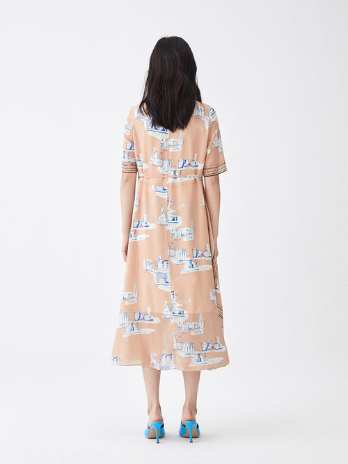 Beige Giorgio Morandi Silk Dress - Urlazh New York