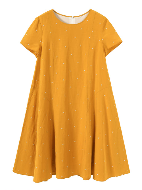 Orange Polka Dot Flare T-Shirt Dress - Urlazh New York