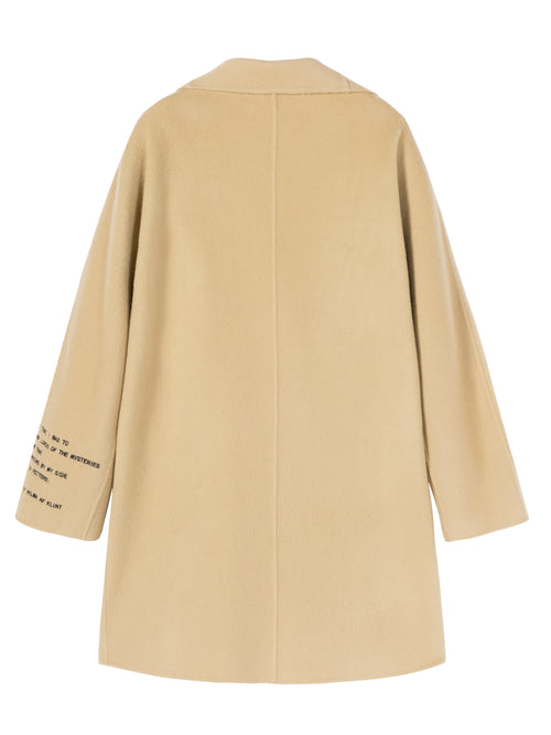 Camel Embroidered Hooded Wool Coat - Urlazh New York