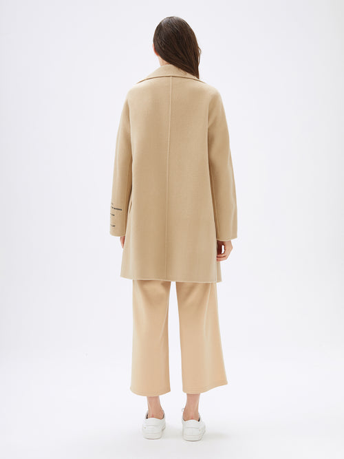 Camel Embroidered Hooded Wool Coat - Urlazh New York